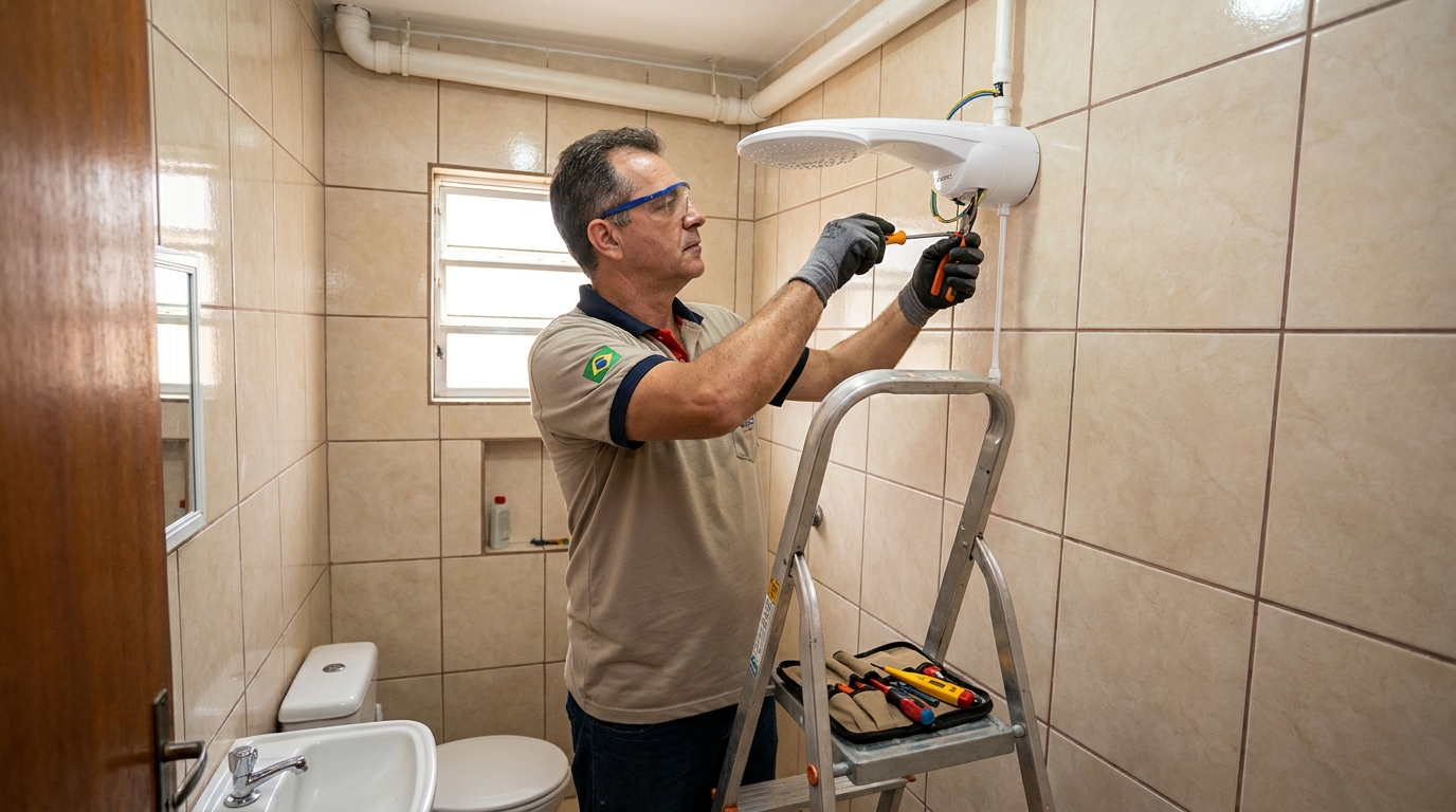 Substituição de Chuveiro Antigo em Catanduva‑SP